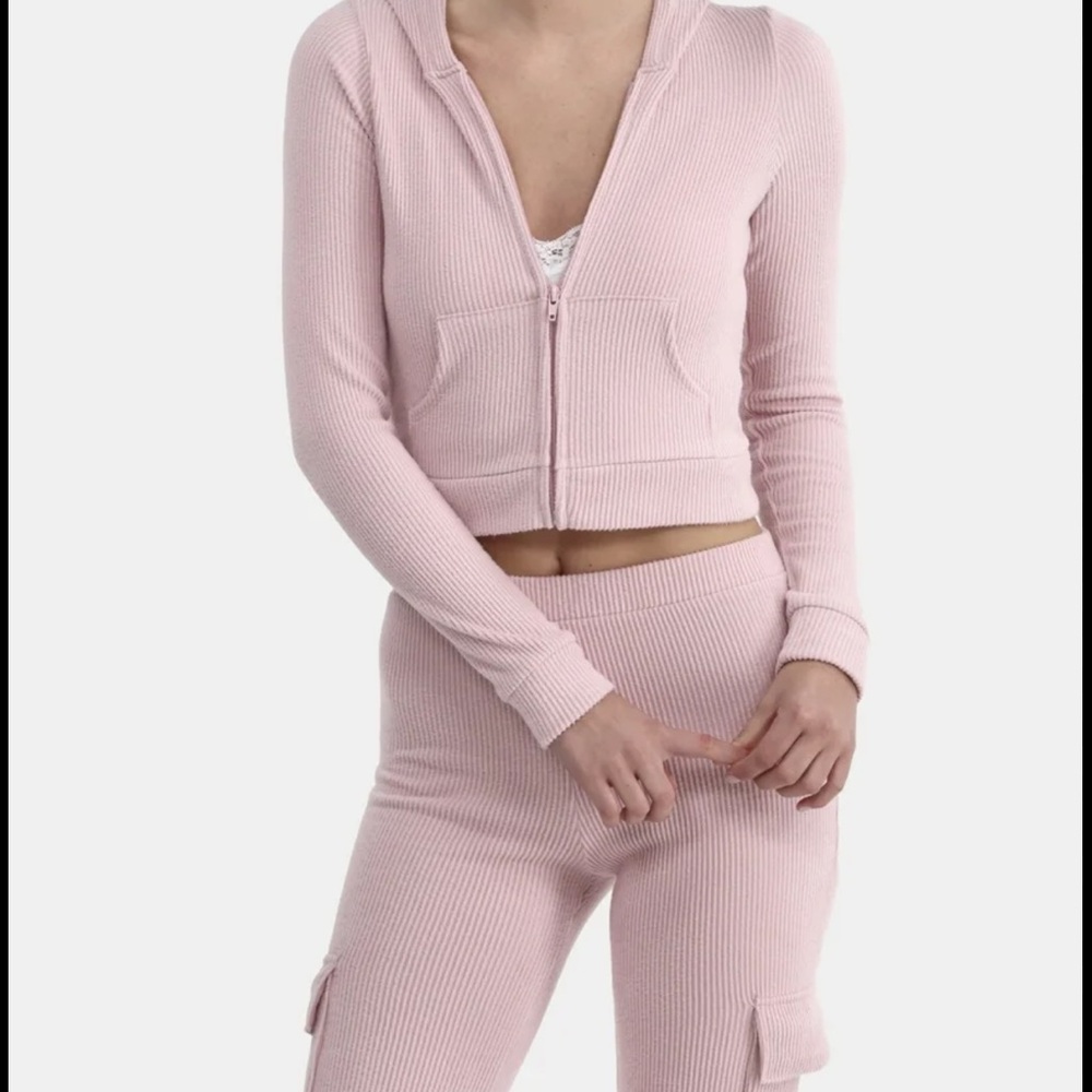 blush pink ribbed set